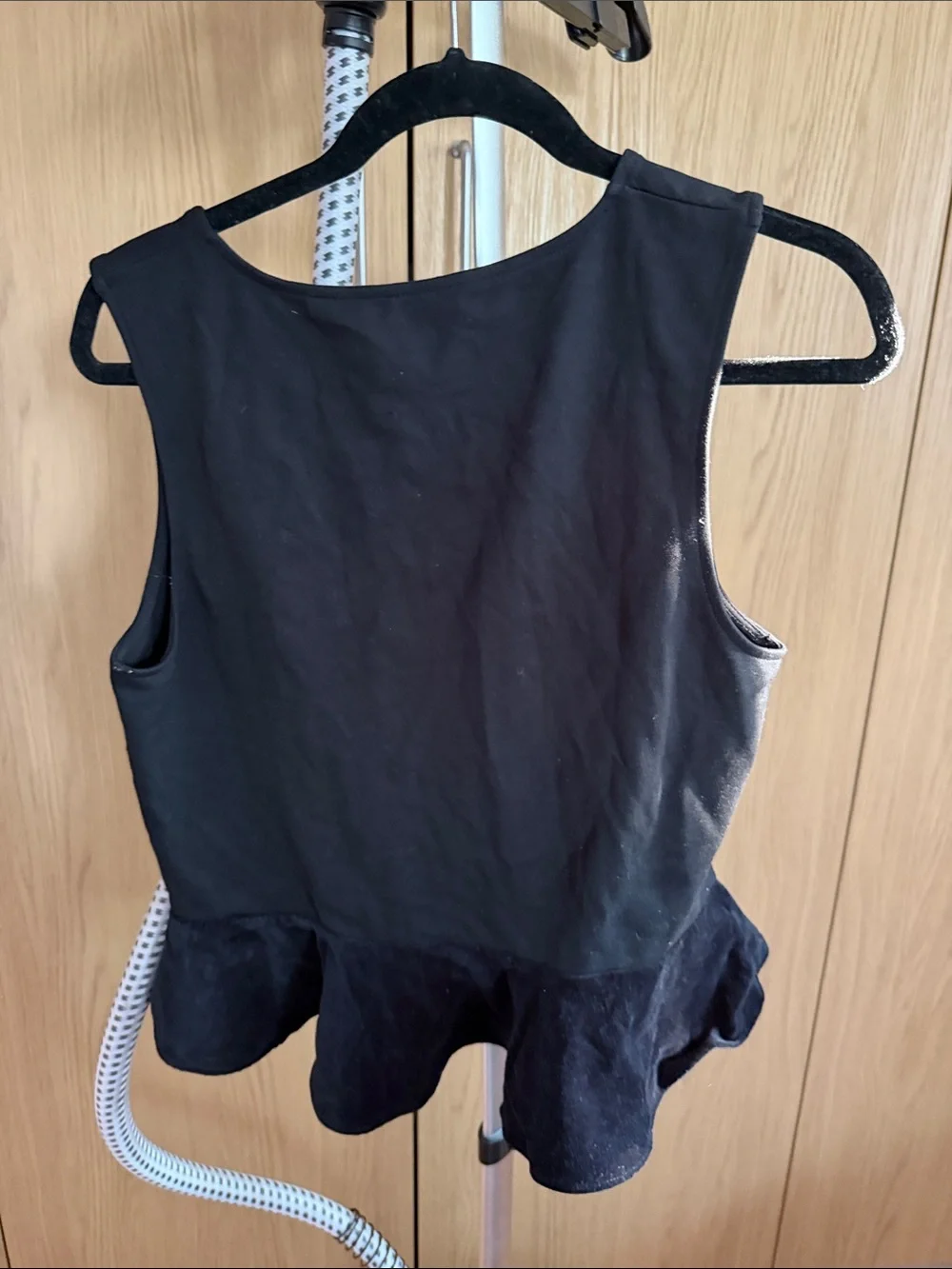 J. Crew Black V-Neck Peplum Tank